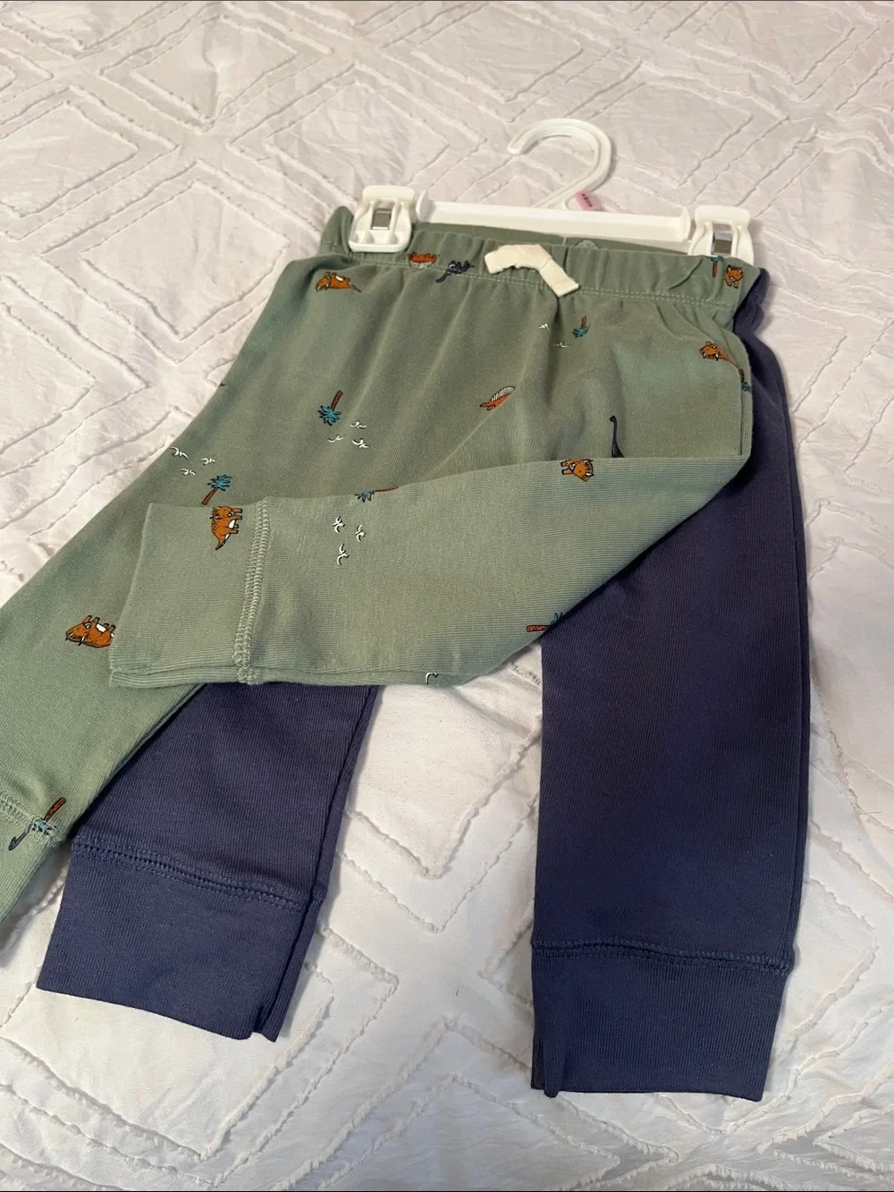 Carter's Two-Pack Leggings - Olive Green Print & Navy Blue